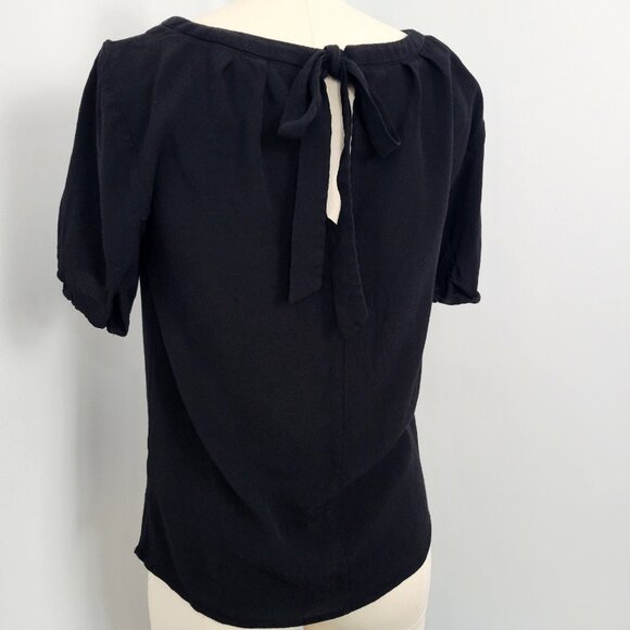 Boden Rosalyn Tie Back Black Viscose Blouse Capsule Wardrobe - Picture 3 of 8